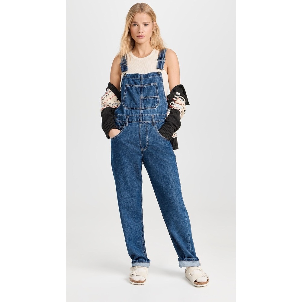 We The Free Free People Ziggy Denim Overalls Small Blue Wash